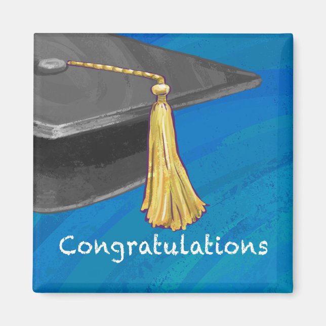 Gratulation Schwarz und Blau Magnet (Vorne)