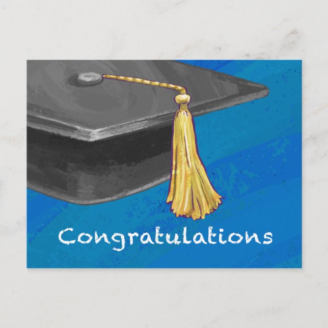 Gratulation Schwarz und Blau Postkarte (Vorderseite)