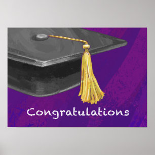 Gratulation Schwarz und Lila Poster