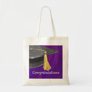 Gratulation Schwarz und Lila Tragetasche