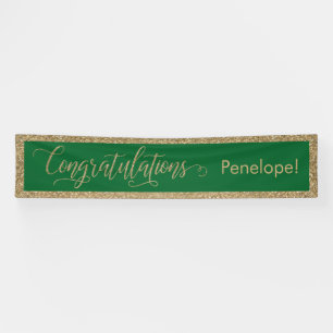 Gratulation Typografie Gold Glitzer und Green Banner