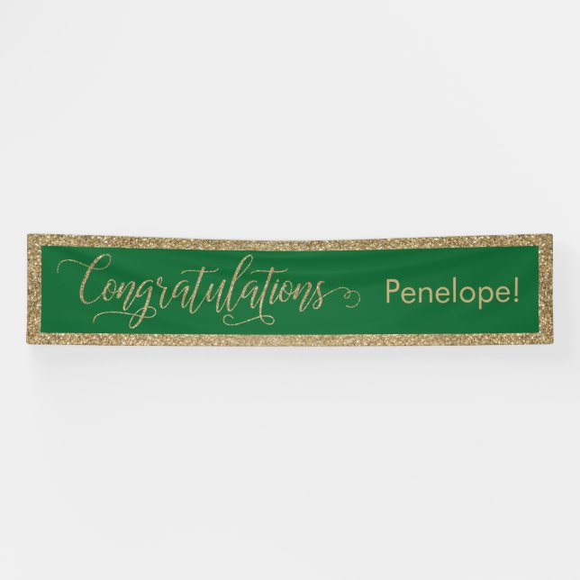 Gratulation Typografie Gold Glitzer und Green Banner (Horizontal)