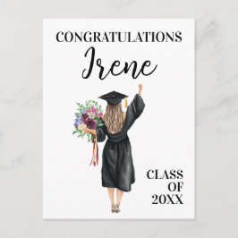 Gratulation Watercolor Graduate Girl Blume Postkarte