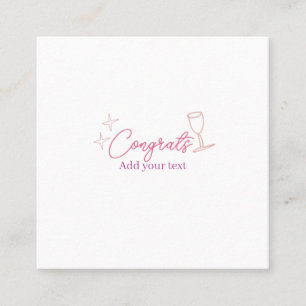 Gratulation Wein Glas Sterne rosa pastell fett ret Quadratische Visitenkarte