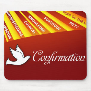Gratulation zur Konfirmation Taube mit Gold und Ro Mousepad