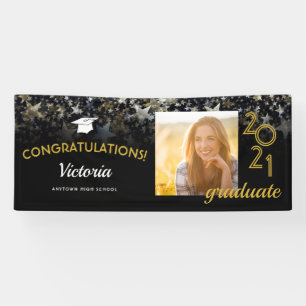 Gratulationen 2022 Graduate Black and Gold Foto Banner