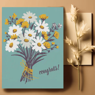 GRATULATIONEN Daisy Bouquet Floral Niedliche Custo Postkarte