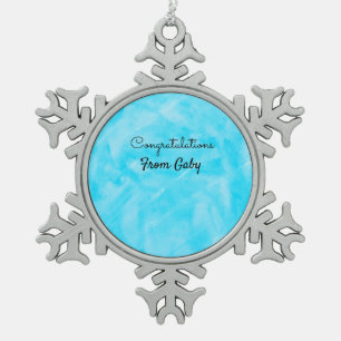 Gratulationen einfache blaue handgemalte Aquarell Schneeflocken Zinn-Ornament