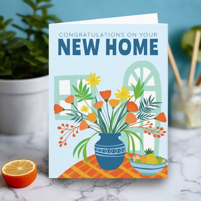 GRATULATIONEN NEUE ZUHAUSE MOVING Blume Vase Karte (CONGRATULATIONS NEW HOME MOVING Flower Vase Card
)