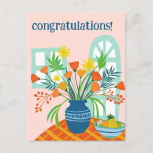 GRATULATIONEN Niedliche Blumenstrauß Spaß Custom Postkarte