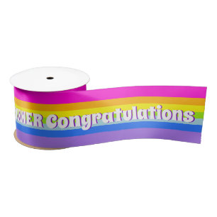 Gratulationen oder Sondertexte für Regenbogen Satinband