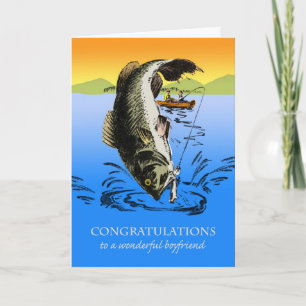 Gratulationen on Retirement for Boyfriend, Fish Karte