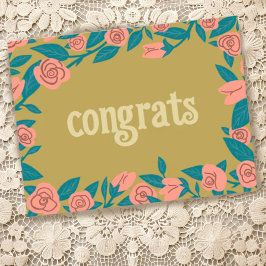GRATULATIONEN Rosa Rosen Rahmen Blumen Custom Postkarte
