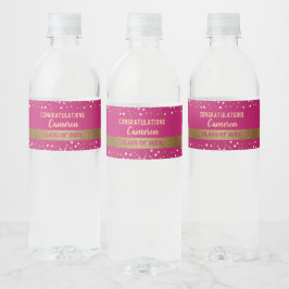 Gratulationen Rosa schwarzer Abschluss Wasserflaschenetikett