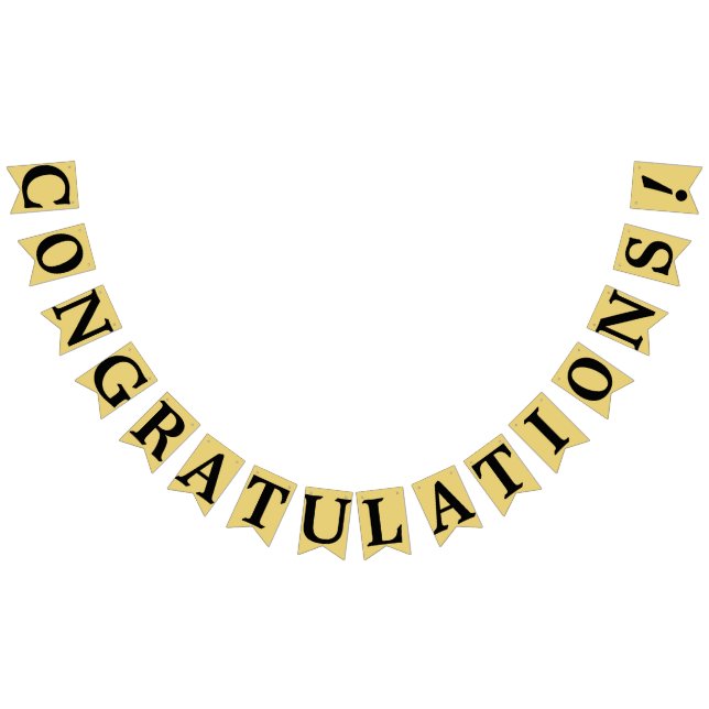 GRATULATIONEN, Schwarzer Text auf Old Gold Color B Wimpelkette (Alle)