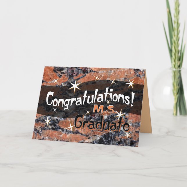 Gratulationen von M.S. Graduate Orange and Black Karte (Vorderseite)