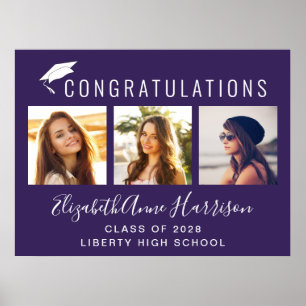 Gratulationsfoto Lila Abschlussfeier Poster