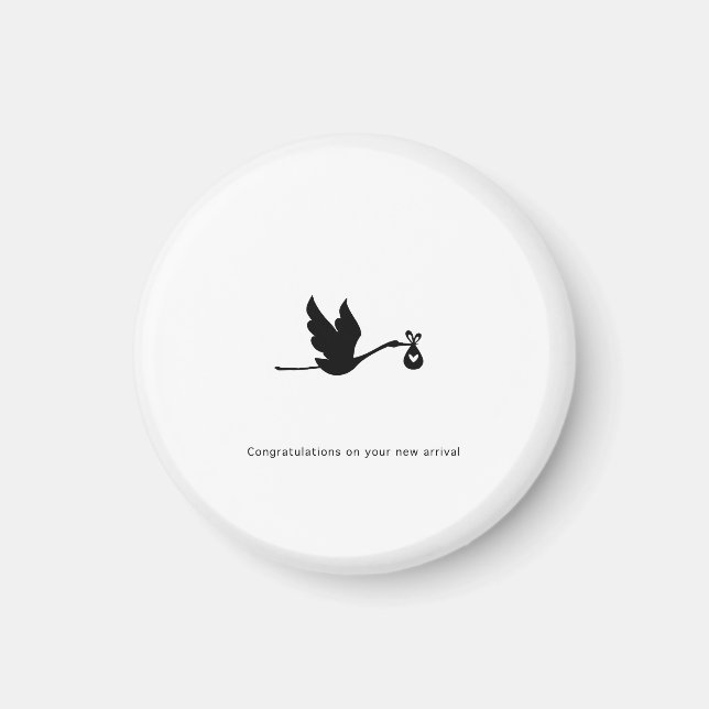 Gratulationsgeschenk, neue Ankunft, Storch, süß Magnet (Vorne)