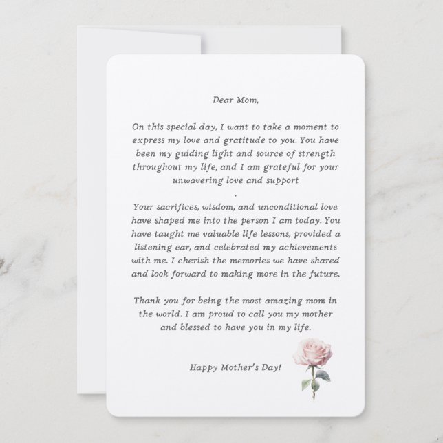 Gratulationstext für Mama Happy Mother Day Dankeskarte (Vorderseite)