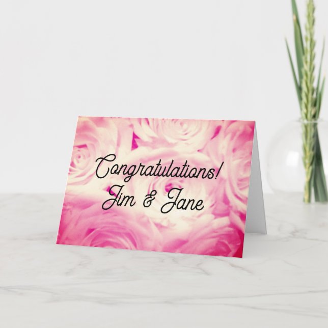 Gratulatorische Hochzeitskarte mit rosa rosa Blume Dankeskarte (Vorderseite)