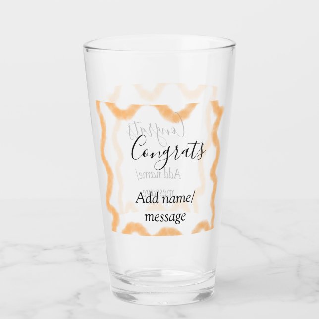 Gratuliere orange Spirale spanischer Rand Boho Ret Glas (Vorderseite)
