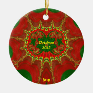 GRAU ~ 3D CHRISTMAS Red Green Yellow 2025 Keramik Ornament