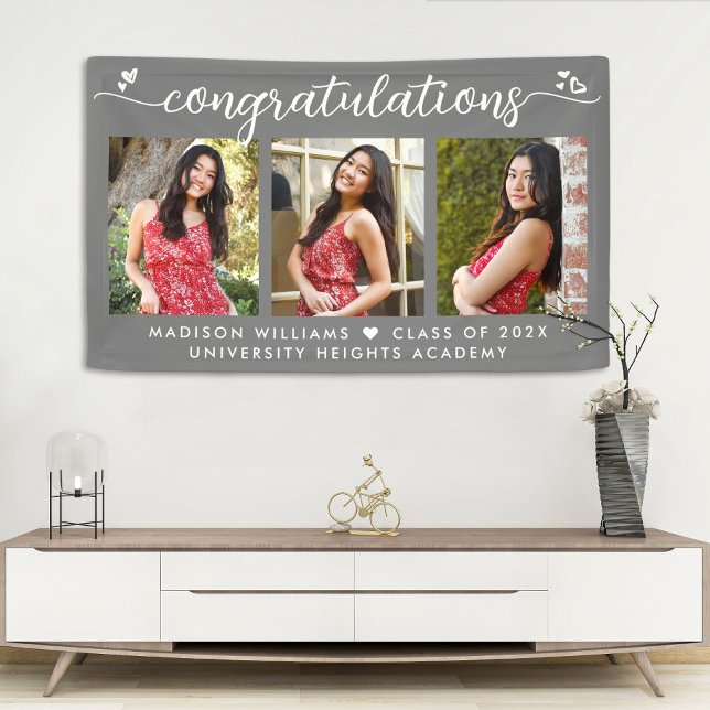 Grau Abschluss 3 Foto Moderne Kalligraphie Herz Banner (Von Creator hochgeladen)