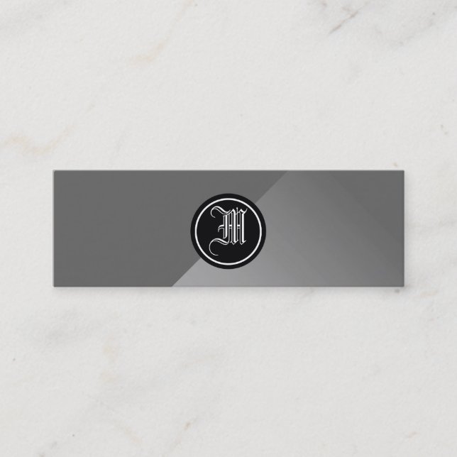 Grau Abstrakt und Monogramm Mini Visitenkarte (Vorderseite)