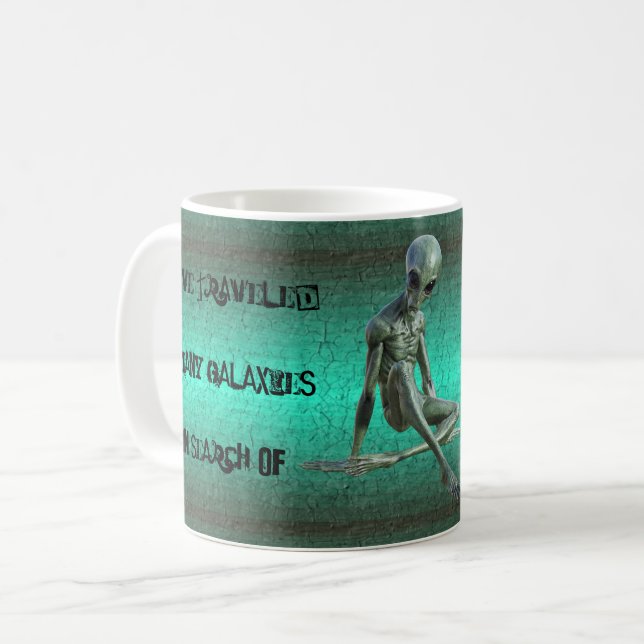 Grau Alien Coffee Lover Tasse (Vorderseite Links)