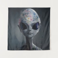 Grau Alien Watercolor Blumenportrait
