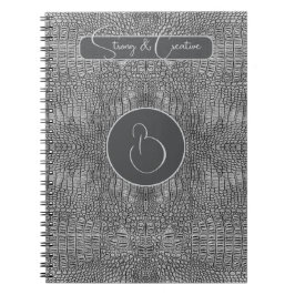 Grau-Alligator-Lederskalen Reptile Monogramm Notizblock