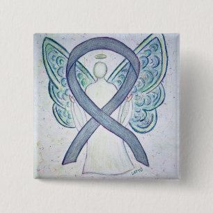 Grau Angel Awareness Ribbon Custom Art Buttone Button