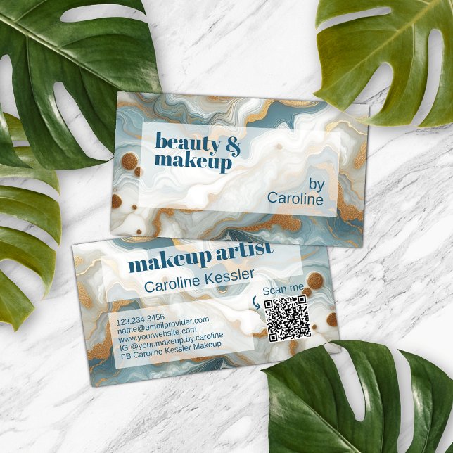 Grau Aquamarin Blue Gold Weißer Marmor Art Muster Visitenkarte (Von Creator hochgeladen)