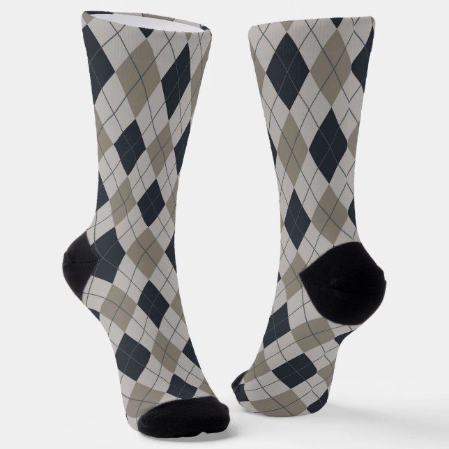 Grau Argyle  Socken (Gewinkelt)