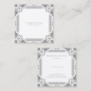 Grau Art Deco Frame Quadratische Visitenkarte