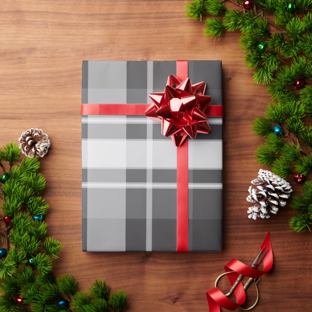 Grau auf grau Kariert Geschenkpapier (Feiertagsgeschenk)