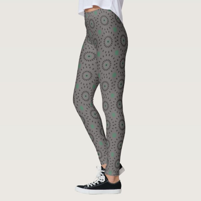Grau auf grauen Kreise Muster schön Leggings (Links)