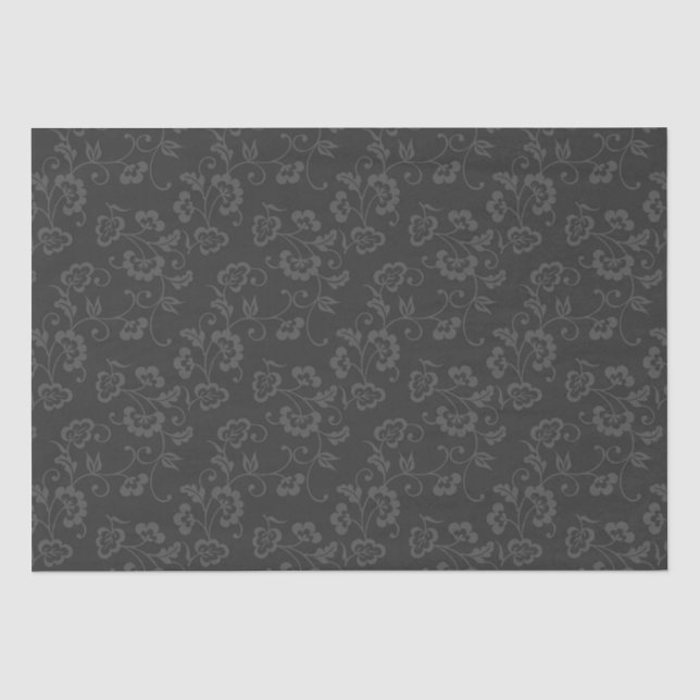 Grau-auf-graues Blumenrankenmuster Seidenpapier (Vorderseite)