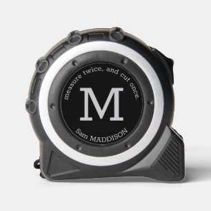 Grau auf Schwarz Monogram, Name & Slogan Maßband