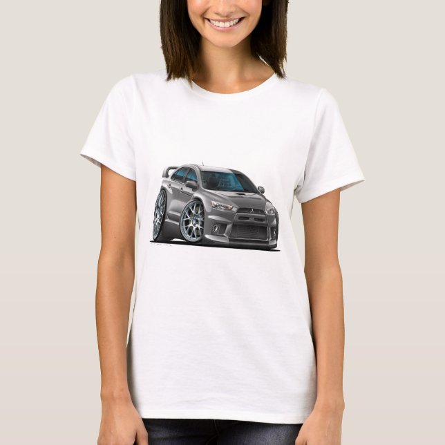 Grau-Auto Mitsubishis Evo T-Shirt (Vorderseite)