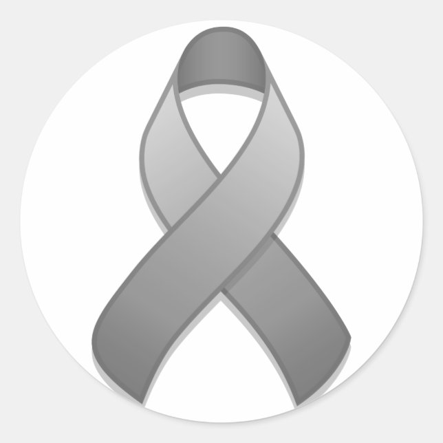 Grau Awareness Ribbon Round Sticker (Vorderseite)