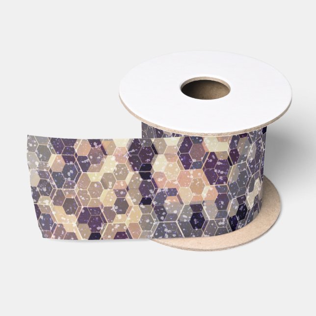 grau, beige geometrisch satinband (Spule)