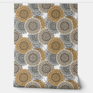 Grau-beige Muster arabischer Mandala orientalische Tapete