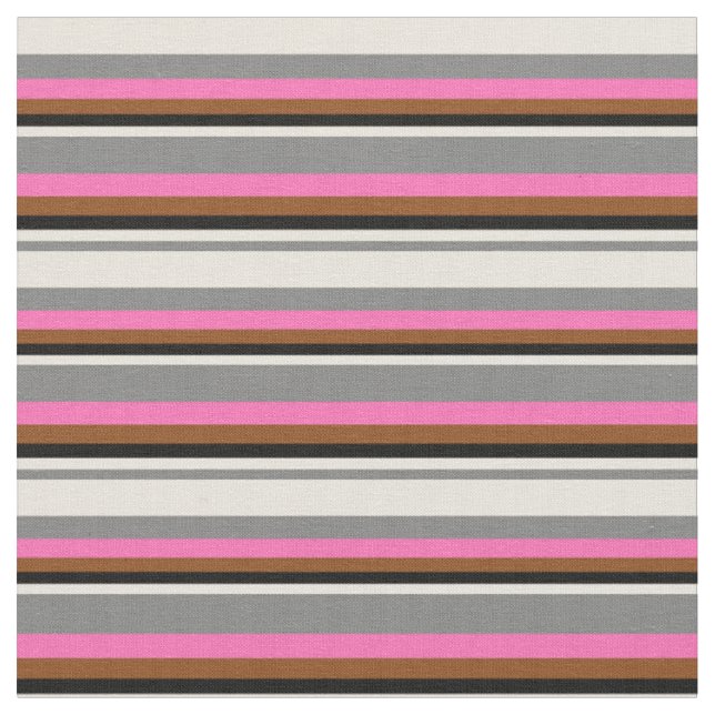 Grau-, Beige-, Schwarz-, Braun- und Hot-Pink-Muste Stoff (Nahaufnahme)