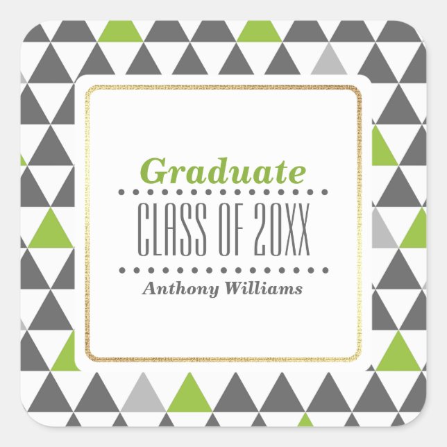 Grau | Benutzerdefinierter Abschluss für ein Muste Quadratischer Aufkleber (Vorderseite)