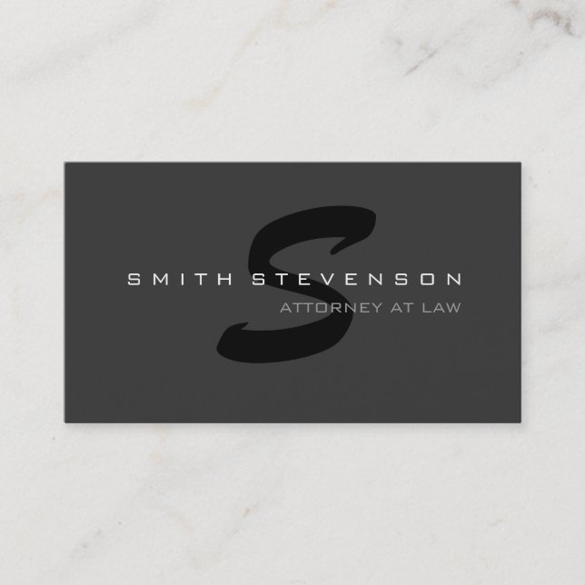 Grau Black Monogram Attorney at Law Business Card Visitenkarte (Vorderseite)