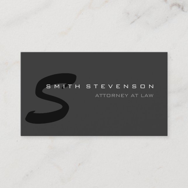 Grau Black Monogram Attorney at Law Business Card Visitenkarte (Vorderseite)