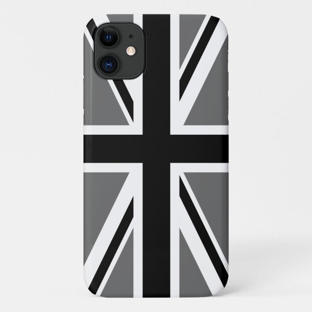 Grau Black und White Union Jack Case-Mate iPhone Hülle (Rückseite)