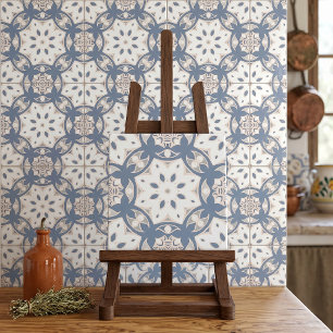Grau Blau Creme Weiß Ethnisches Geometrisches Must Fliese