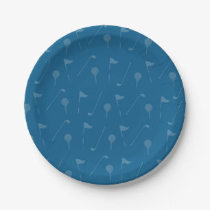 Grau-Blau-Golfball-/Flaggenmuster Pappteller